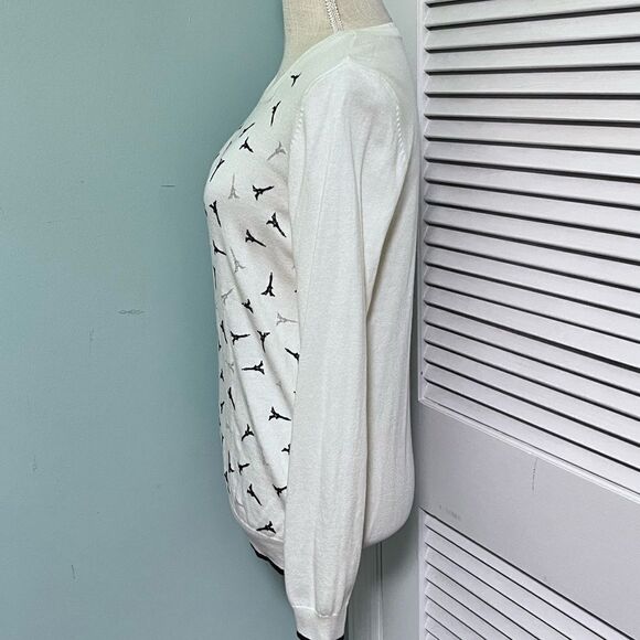 Elle Off white black French flair Eiffel Tower lightweight sweater - Picture 5 of 7